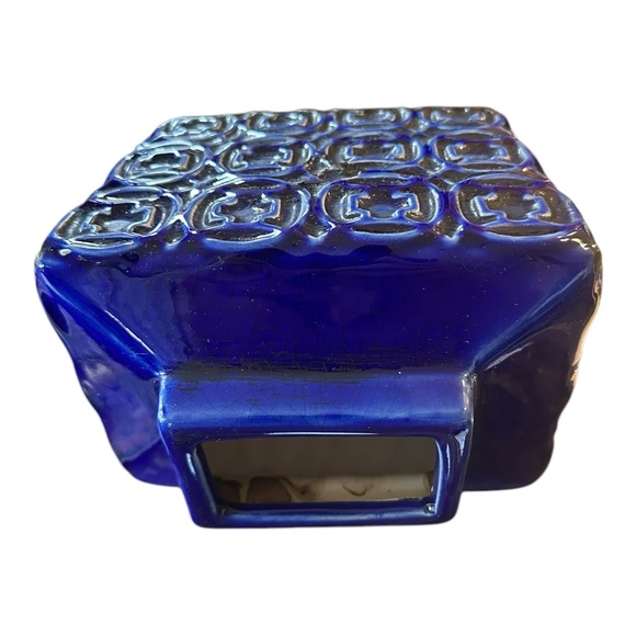 Vintage 70s Retro Mid Century Cobalt Blue Ceramic Vase - Picture 8 of 12